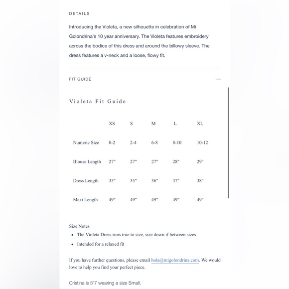 NWT Mi Golondrina VIOLETA LONG DRESS, medium - Picture 5 of 7